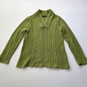 Jeanne Pierre Women's Cable Knit Nice Thick Sweater Green Sz Medium